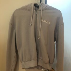 light blue playboy cropped pacsun hoodie